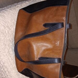 Fossil Two-Tone Leather Tote